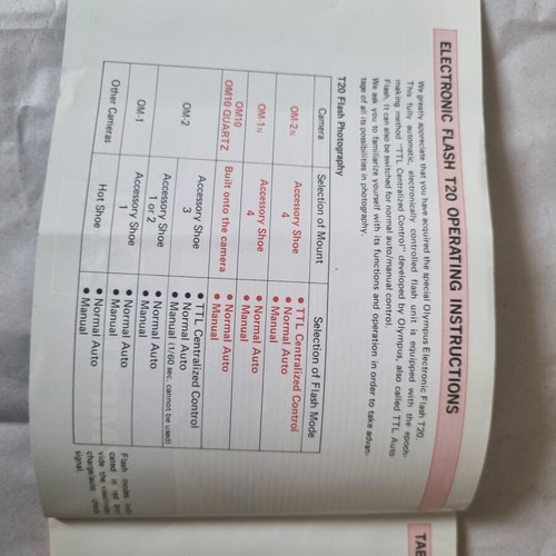 Olympus OM System Electronic Flash T20 operating instructions used