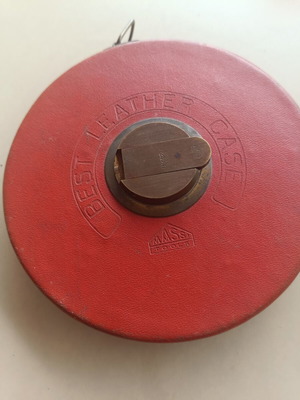Vintage μετροταινία 25 m μεταχειρισμένη, δερμάτινη θήκη