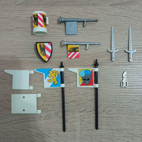 Vintage Playmobil used, nickel swords, trumpets, medieval