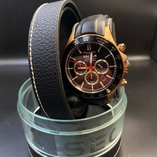 Sector 230 Chronograph watch like new, black and rose gold