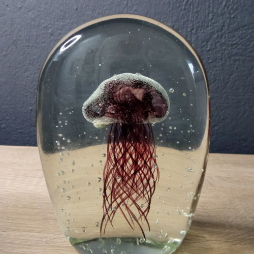 Decorative glass jellyfish paperweight presse papier new