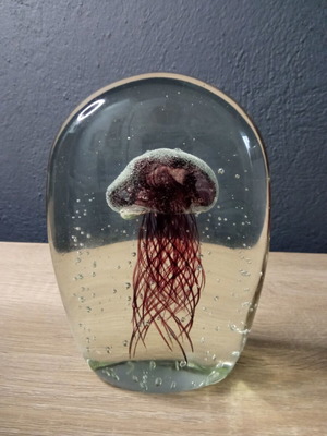 Decorative glass jellyfish paperweight presse papier new
