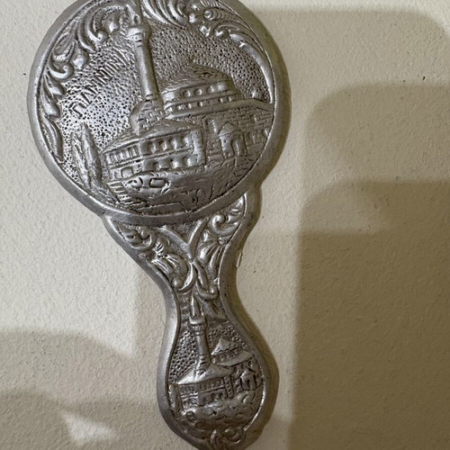 Silver Hand Mirror from Ioannina 1960 Refurbished, Antique with Broken Glass