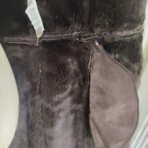 Zara brown long leather coat like new with synthetic fur lining