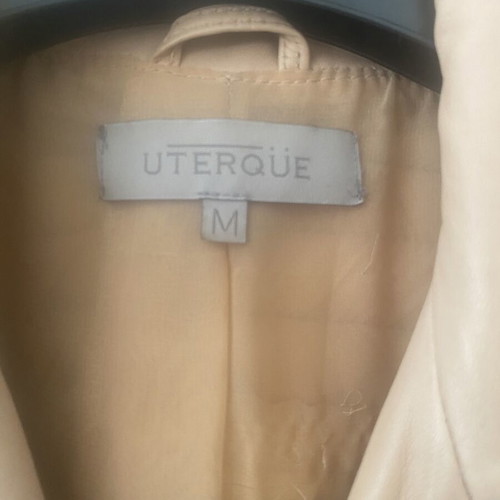 Uterque leather biker jacket, medium, beige