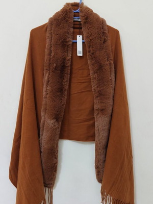 Shop And Co women's scarf with fur, new, brown