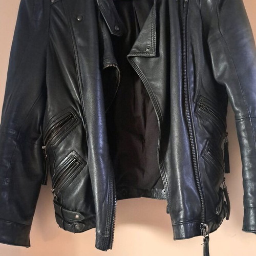 Biker jacket sheepskin Zara used, black, size S