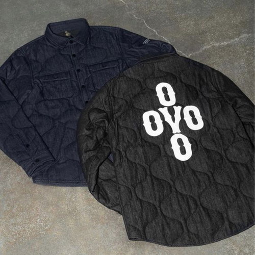 OVO Pom Pom Denim Quilted Overshirt like new, men's size M, blue