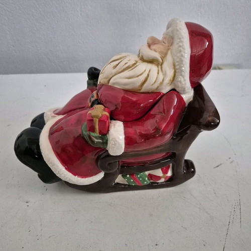 Porcelain Santa Claus on Sleigh for Cookies new