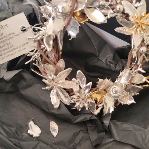 Decorative wreath gold plated 24K and silver new