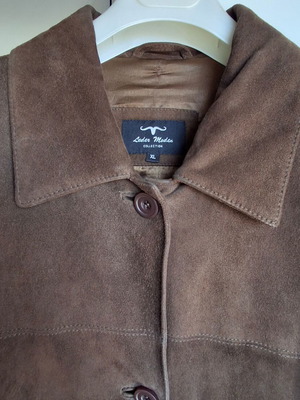 Leder Moden women's leather coat used, brown suede, size L-XL