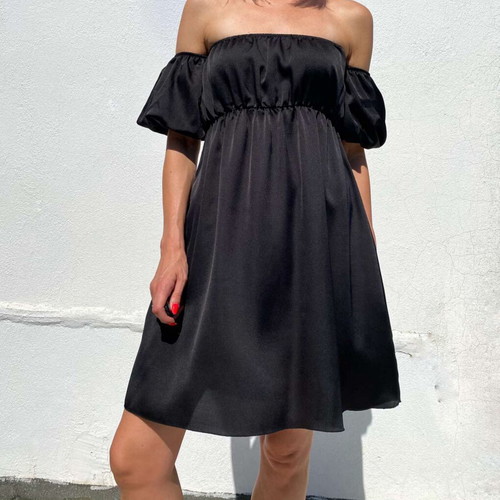 Satin dress, size S, black