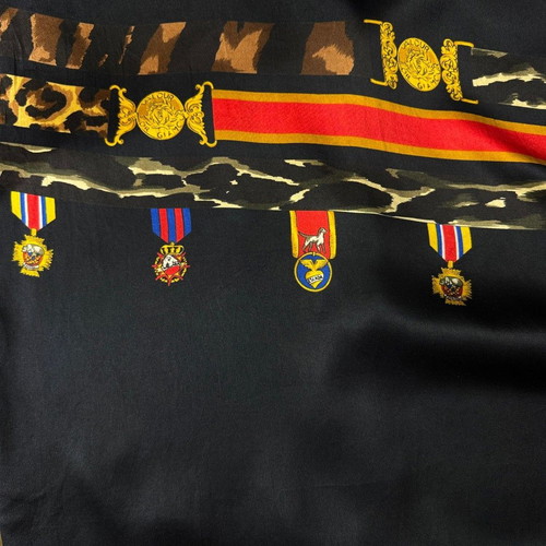 Escada silk shirt with animal print and medals like new S/M