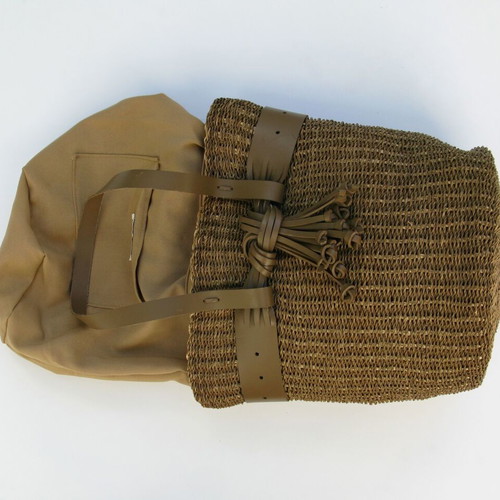 Balikbayan Handicrafts handmade woven shoulder bag with rattan and leather decorations new