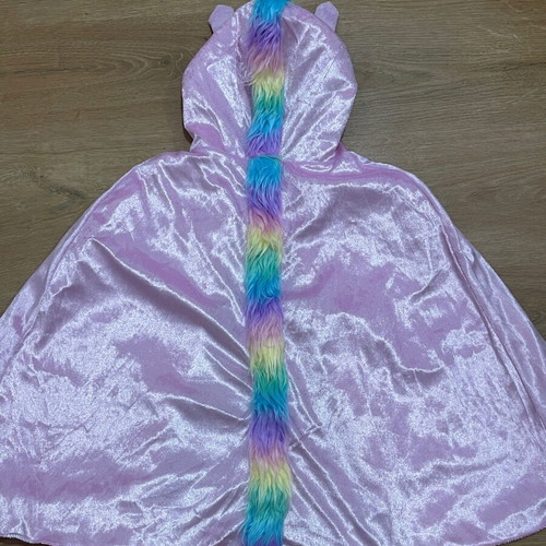 Kids unicorn costume used, pink with colorful fur details