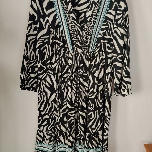 Boho animal print dress C&A like new, black and white with blue details