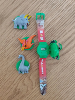 Bull Boys Kids Digital Watch with Interchangeable Dinosaur Caps, New