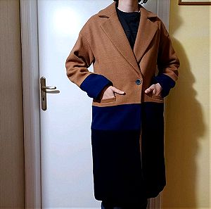 Καμηλό παλτό colorblock