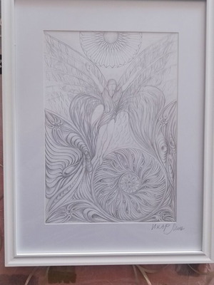 Original graphic pencil drawing framed by Milen Zanev