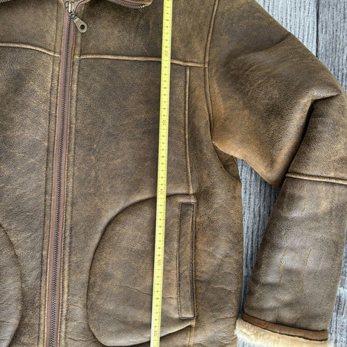 Leather jacket, beige, men's medium-large