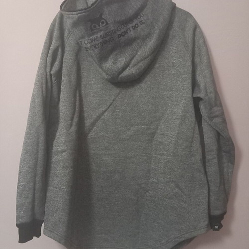 Owl sweatshirt used, gray, size L, cotton, warm fleece inside