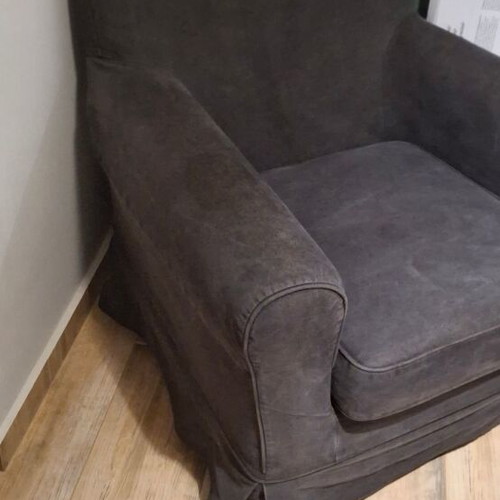 IKEA armchair gray with wooden legs like new