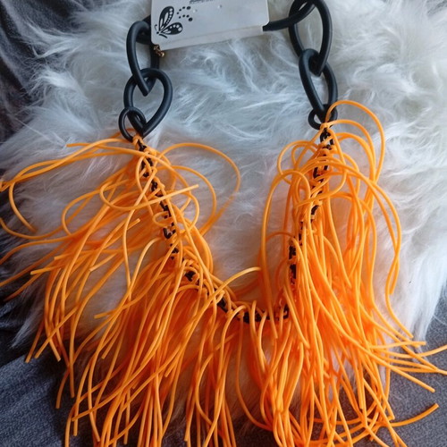 Necklace orange black new unused