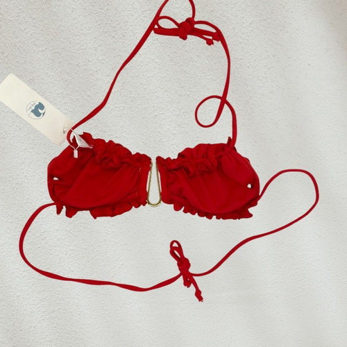 Pixie Swim strapless bikini top red new Large