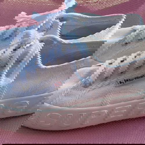 Λευκά platform παπούτσια Superga, μέγεθος 36, ελαφρώς μεταχειρισμένα