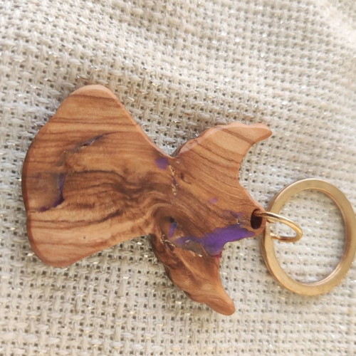 Wooden angel keychain