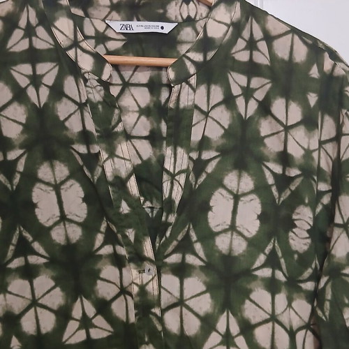 Zara printed tunic dress with geometric abstract die-dye pattern, size XL, like new