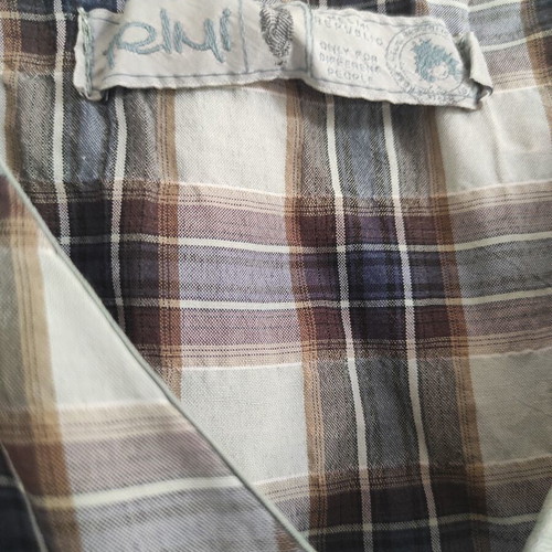 Helmi cotton dress used, airy khaki and black plaid
