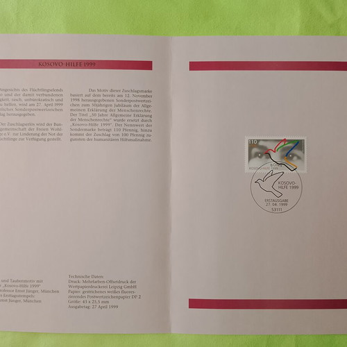 Germany 1999 Kosovo-Hilfe First Day Cover Stamp