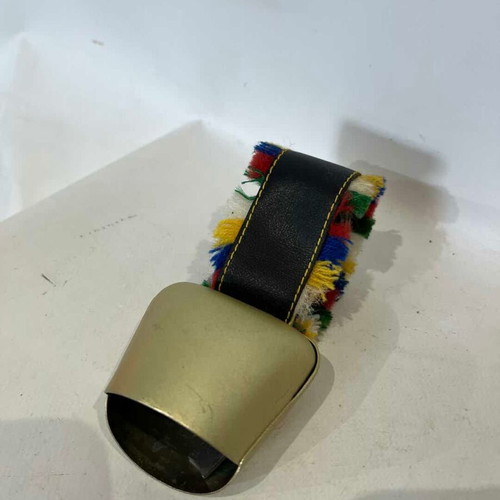 Vintage hanging souvenir bell from Austria used with colorful designs and metal elements