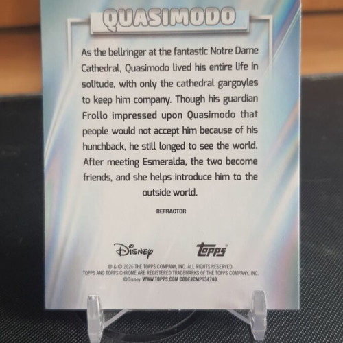 Topps Chrome Disney 2026 Quasimodo Refractor card