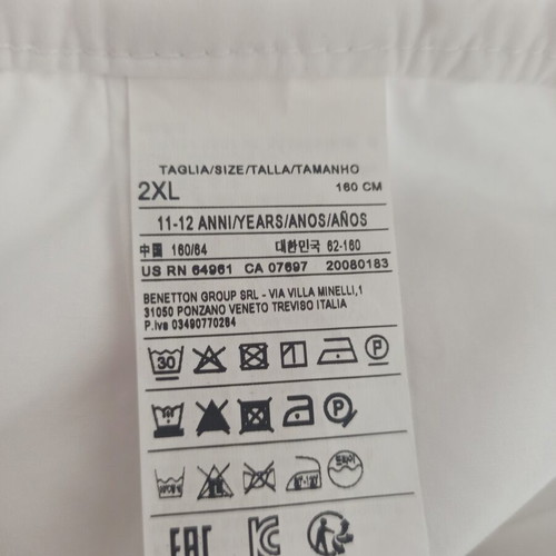 Benetton white pants size 2XL new for girls 11-12 years