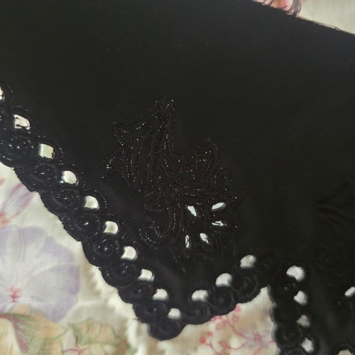 Set of 3 detachable collars, 2 black with embroidery, 1 white