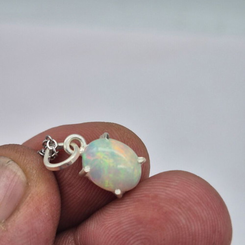 Ethiopian Opal Silver 925 Necklace new, 5 carat gemstone