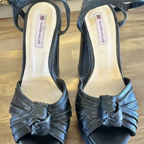 Tsakiris Mallas black glitter sandals like new, size 36