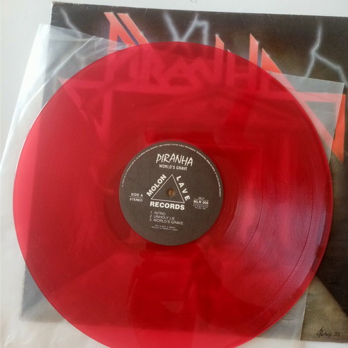 Piranha World's Grave red vinyl 1992 like new