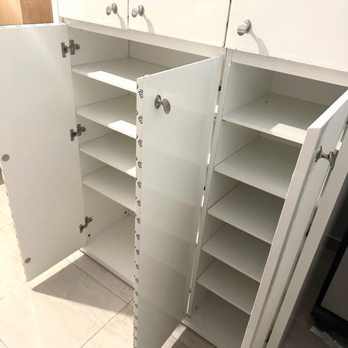 White six-door wardrobe with glossy finish new