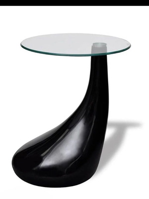 Black Tear Coffee Table with Glass, like new