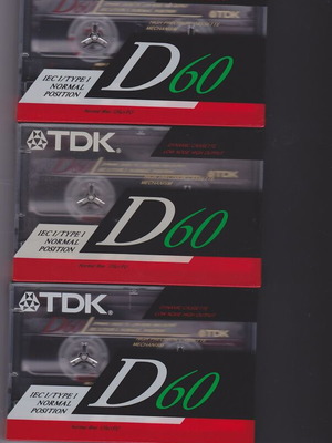 TDK D60 касетни ленти нови, запечатани комплект от 3
