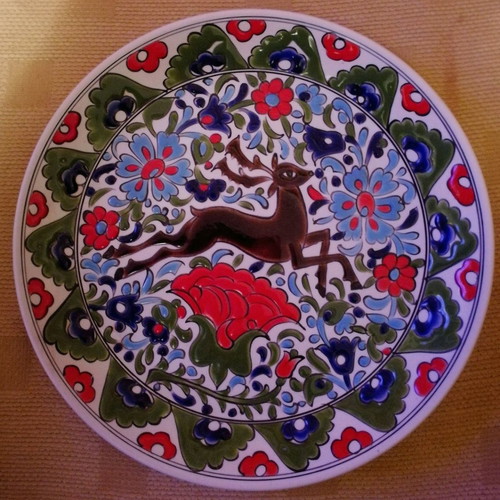 Roditiko handmade decorative plate used, 1970s