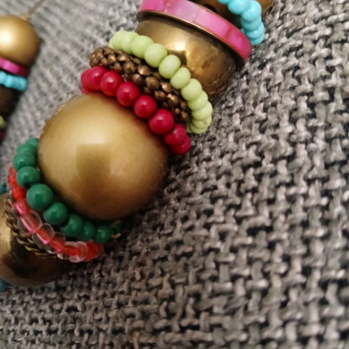 Long colorful necklace like new, boho style, 72cm+6cm extension