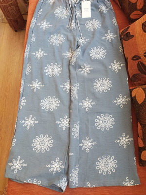 Summer women's pants new with tag, boho style, blue with white mandala