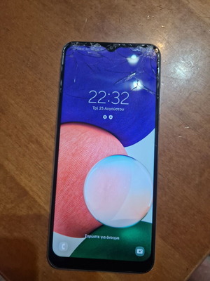 Samsung A22 5G smartphone with cracked screen