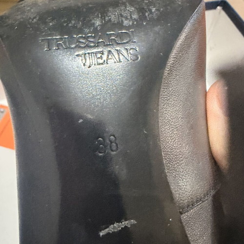 Trussardi Jeans black leather pumps size 38 like new with box