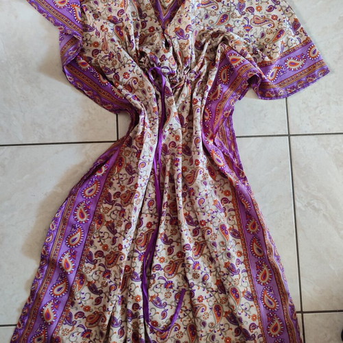 Kaftan long with short sleeves used, free size, purple