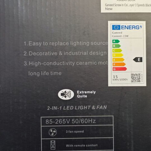 Ceiling lamp with fan and remote control new, E27 socket